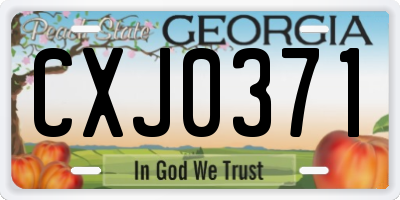 GA license plate CXJ0371