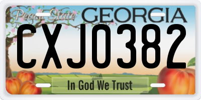 GA license plate CXJ0382