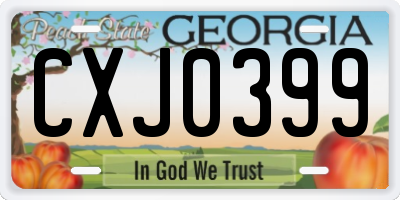 GA license plate CXJ0399