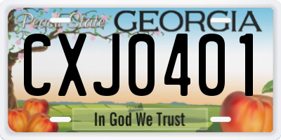 GA license plate CXJ0401
