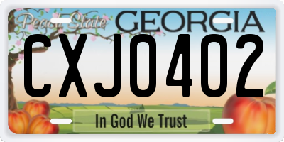 GA license plate CXJ0402