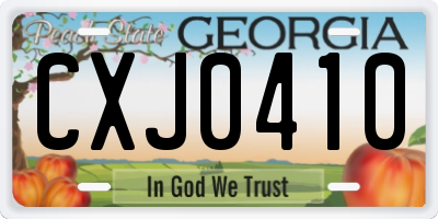 GA license plate CXJ0410