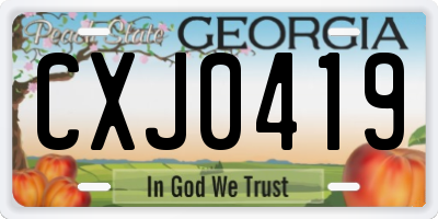 GA license plate CXJ0419