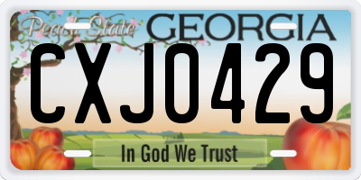 GA license plate CXJ0429