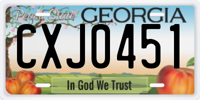 GA license plate CXJ0451