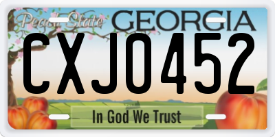 GA license plate CXJ0452