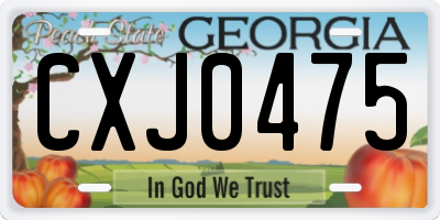 GA license plate CXJ0475