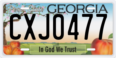 GA license plate CXJ0477