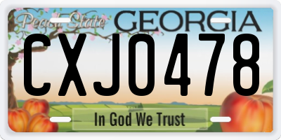 GA license plate CXJ0478
