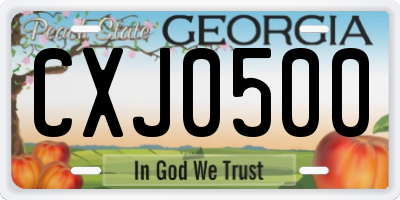 GA license plate CXJ0500
