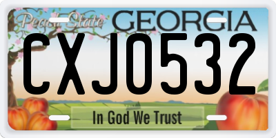 GA license plate CXJ0532