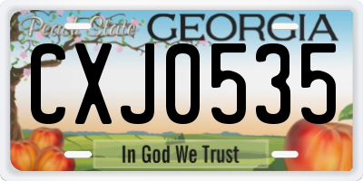 GA license plate CXJ0535