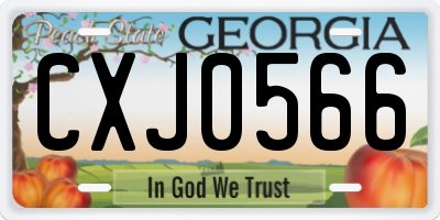 GA license plate CXJ0566