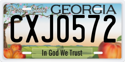 GA license plate CXJ0572
