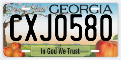 GA license plate CXJ0580