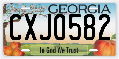 GA license plate CXJ0582