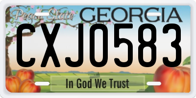 GA license plate CXJ0583