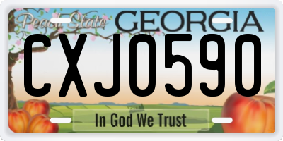 GA license plate CXJ0590