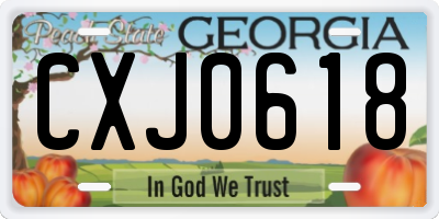 GA license plate CXJ0618