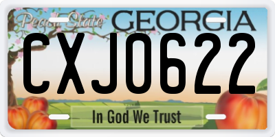 GA license plate CXJ0622
