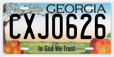 GA license plate CXJ0626