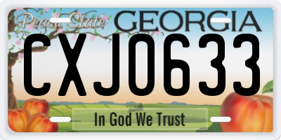 GA license plate CXJ0633