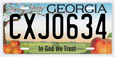 GA license plate CXJ0634