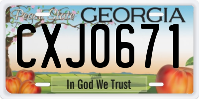 GA license plate CXJ0671