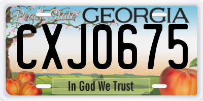 GA license plate CXJ0675