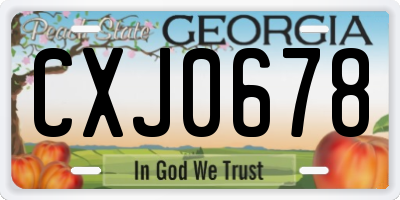 GA license plate CXJ0678