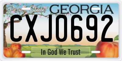 GA license plate CXJ0692