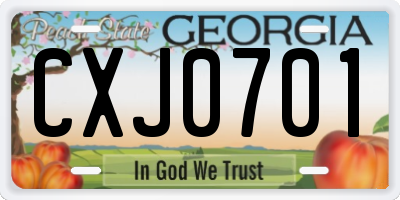GA license plate CXJ0701