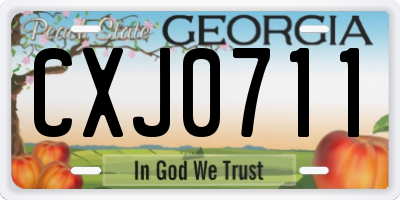 GA license plate CXJ0711