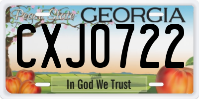 GA license plate CXJ0722