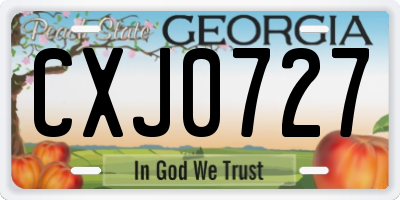 GA license plate CXJ0727