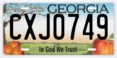GA license plate CXJ0749