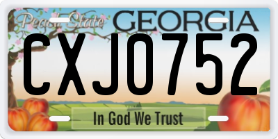 GA license plate CXJ0752