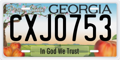 GA license plate CXJ0753