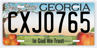 GA license plate CXJ0765