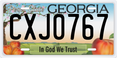 GA license plate CXJ0767