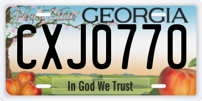 GA license plate CXJ0770