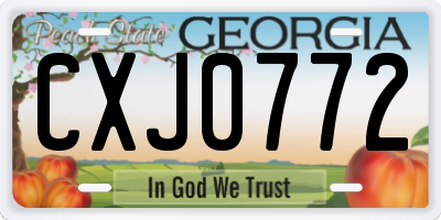 GA license plate CXJ0772