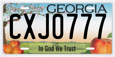GA license plate CXJ0777