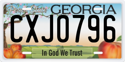GA license plate CXJ0796