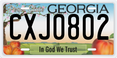 GA license plate CXJ0802
