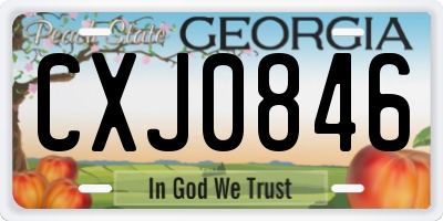 GA license plate CXJ0846
