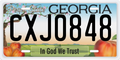GA license plate CXJ0848