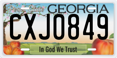GA license plate CXJ0849