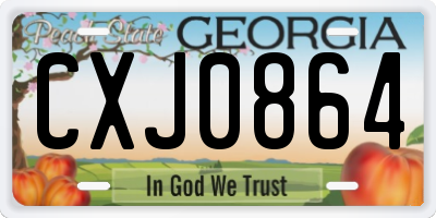 GA license plate CXJ0864