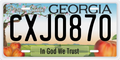 GA license plate CXJ0870